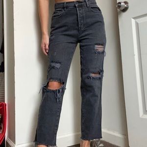 Pacsun, black, strait leg, distressed, ripped jean